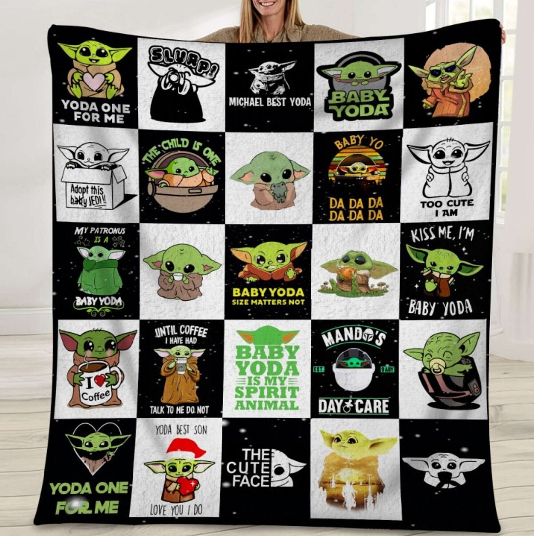 Baby Yoda Grogu Star Wars Fleece Blanket - Kiss Me I'm Baby Yoda ...