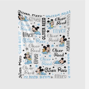 Custom Baby Mouse Fleece Blanket, Custom Name Mikey Blanket, Personalized Disneyland Mouse Magic Kingdom, Birthday Gifts, Christmas Gift