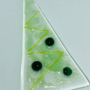 Fused Glass Christmas Tree Decoration, Pale Green
