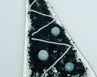 Fused Glass Christmas Tree Decoration, Black