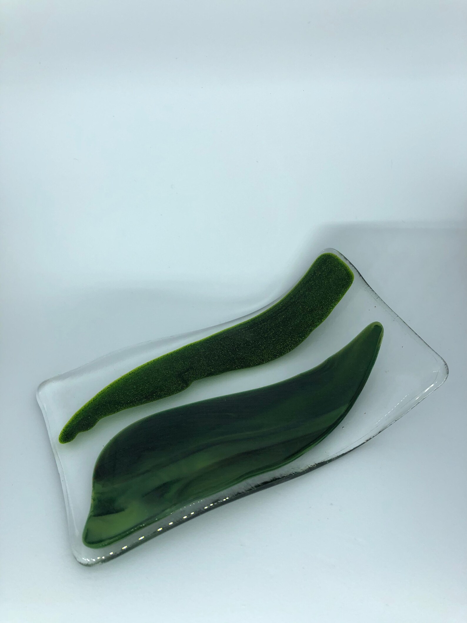 Glass Spoon Rest With Green Strips Etsy