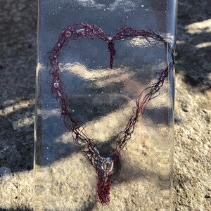 Copper wire love heart fused glass inclusions, valentines