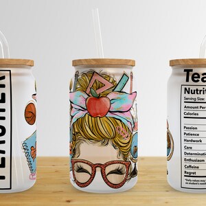 Teacher 16oz Libbey Glass Can Sublimation Design,Teacher Tumbler Sublimation Design,Teacher Appreciation Glass Tumbler design PNG download