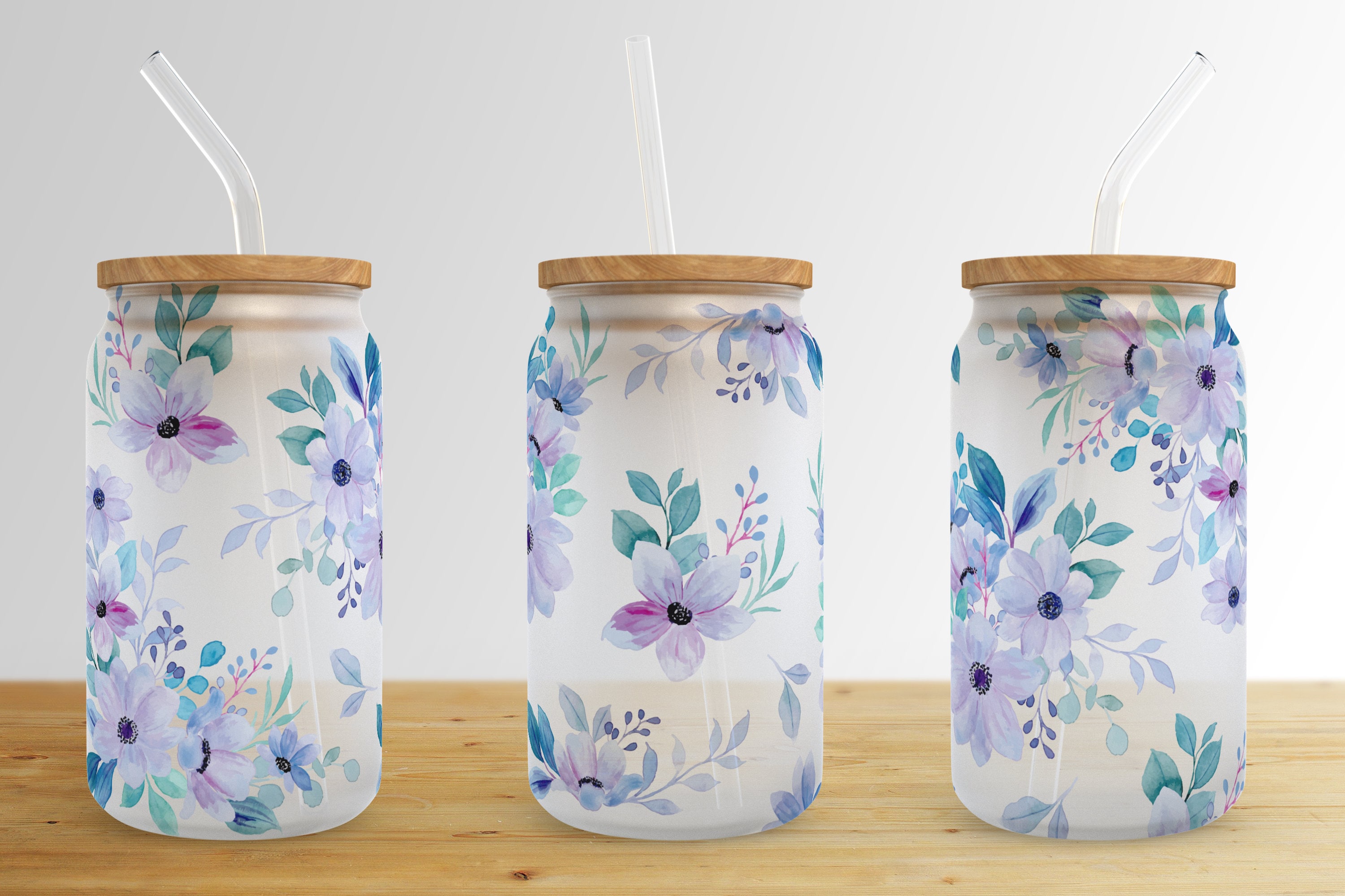 Floral 16 Oz Libbey Glass Can Tumbler Sublimation Design,glass Can ...
