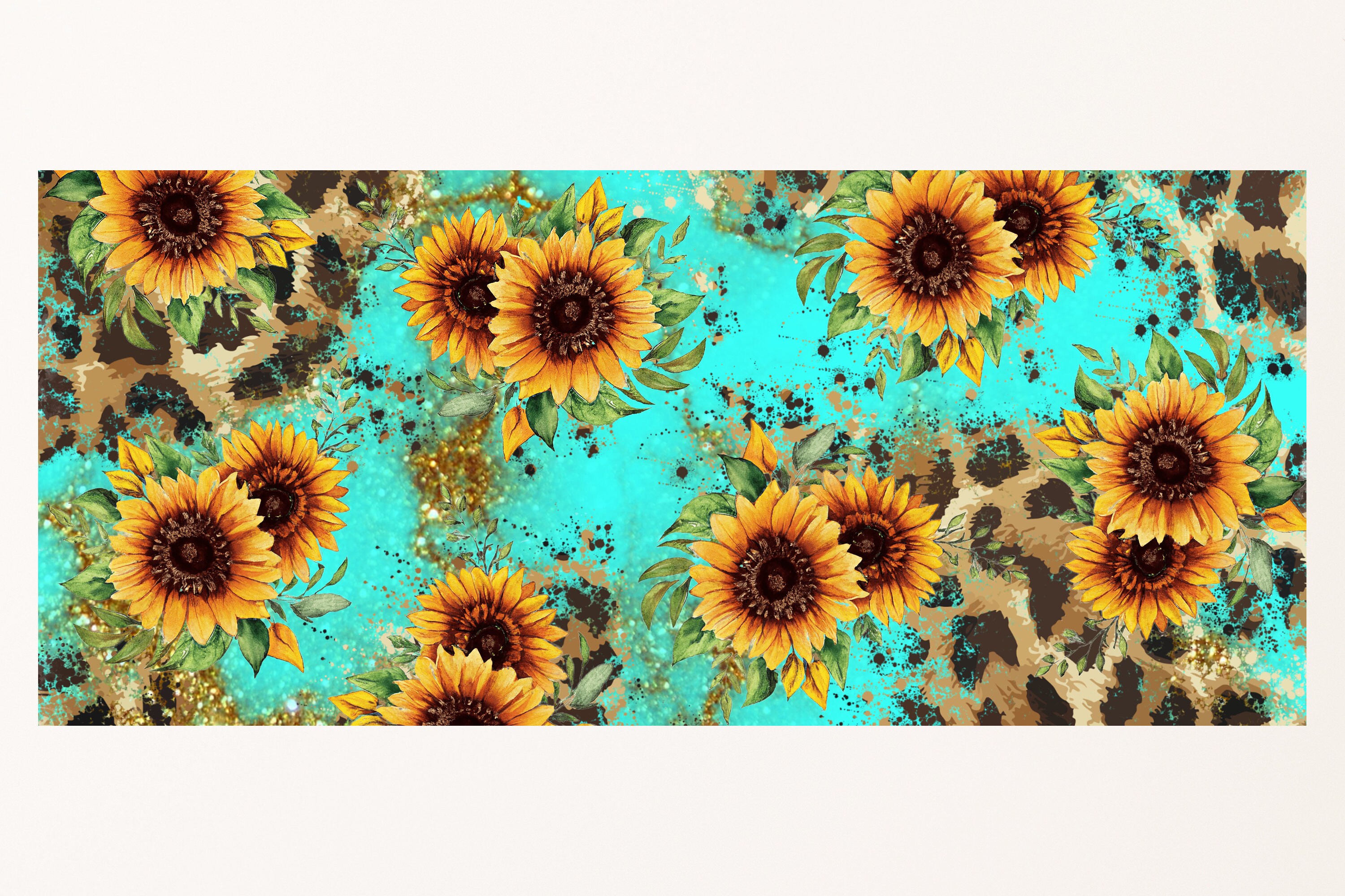 Sunflower Leopard 16 Oz Libbey Glass Can Tumbler Sublimation Design ...
