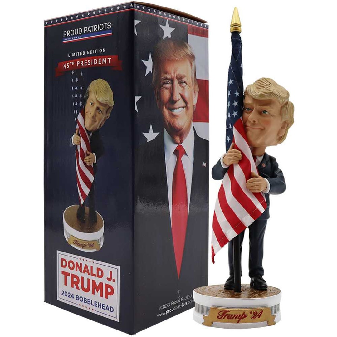 Donald Trump 2024 Bobblehead trump Hugging the American Flag Etsy