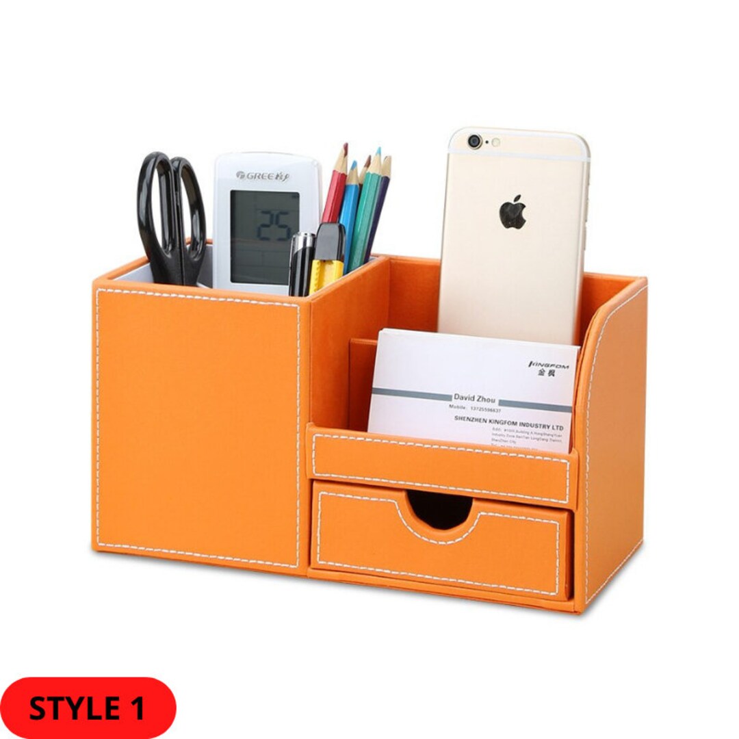 Desk Organizer Leather Desk Décor Office Desk Accessories Etsy