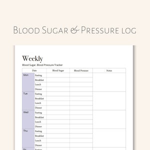 Diabetes Log, Weekly Blood Glucose Tracker, Blood Pressure Log Book, Diabetic Note for Track for Glucose level Type 2 Diabetics Diary