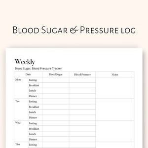Diabetic Diary, Weekly Blood Glucose Tracker, Weekly Blood Pressure Log Book, Note for Track for Glucose level Type 2 Diabetics Log book