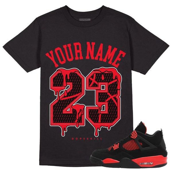 Customized Name & Number No.23 Unisex Shirt Match Jordan 4 Red Thunder