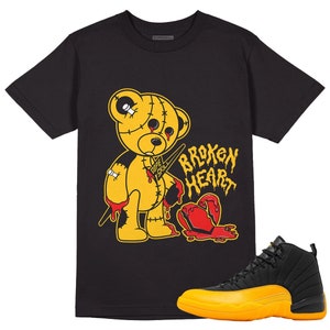 Broken Heart Unisex Shirt Match Jordan 12 Retro Black University Gold