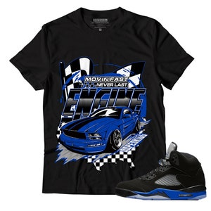 ENGINE Tshirt Unisex Shirt Match Jordan 5 Racer Blue