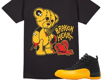 Broken Heart Unisex Shirt Match Jordan 12 Retro Black University Gold