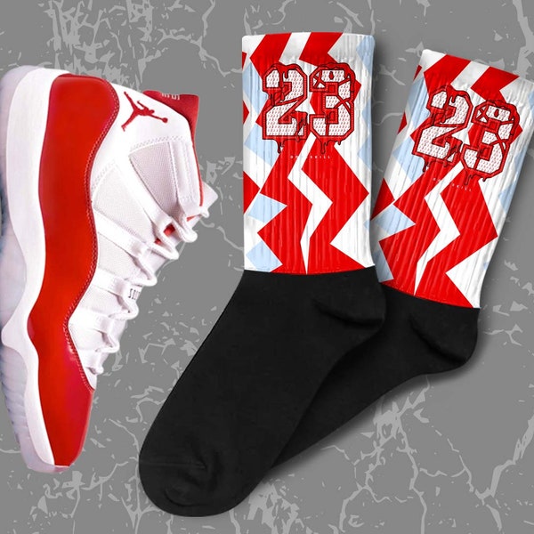 Cherry 11s Sublimated Socks ZicZac Graphic