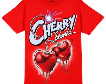 Cherry 11s DopeSkill Unisex Shirt Cherry Bomb Graphic - Varsity Red Tshirt