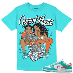 Dunk Dolphins DopeSkill Unisex Shirt Queen Of Hustle Graphic - Tahiti Blue Tshirt