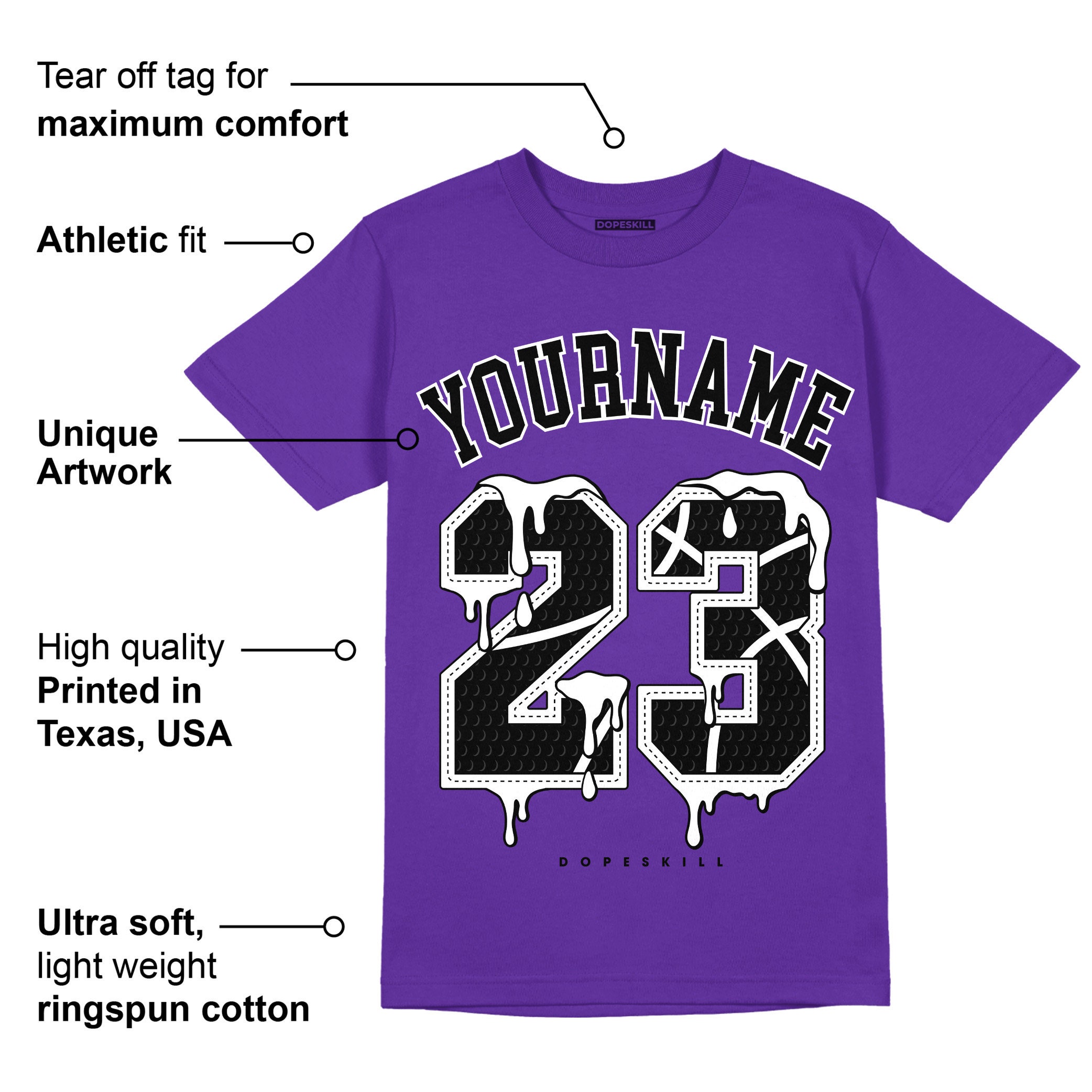 Custom Name for Violet Ore 4s Unisex T-shirt,No.23 Graphic-Jordan 4 Shirt