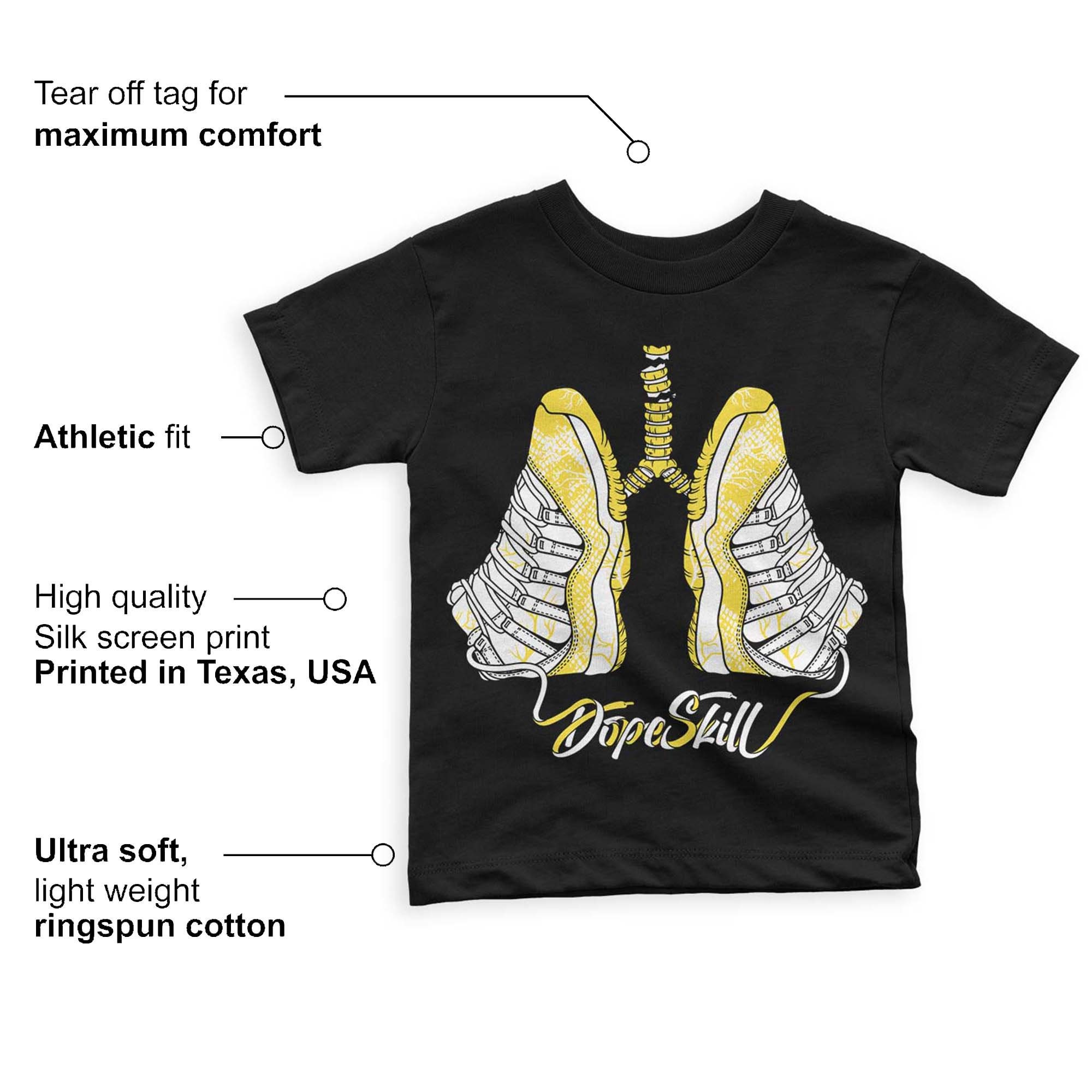 Yellow Snakeskin 11s Dopeskill Toddler T shirt Breathe Graphic