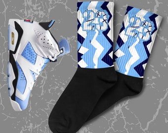 ZicZac Sublimated Socks Match Jordan 6 University Blue
