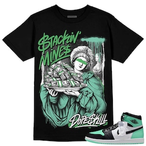 Camiseta unissex DopeSkill Green Glow 1s com estampa de minas Stackin