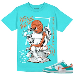 Dunk Dolphins DopeSkill Unisex Shirt Pass The Love Graphic - Tahiti Blue Tshirt