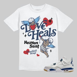 Streetwear Graphic Tee, Summit White Navy 4s Unisex Graphic Tshirt, DopeSkill Shirt To Match Sneaker, Hip Hop Tee, New Love Heals