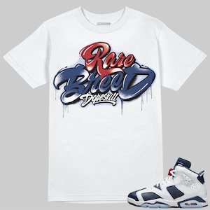 White and Midnight Navy 6s DopeSkill Unisex Shirt Rare Breed Type Graphic