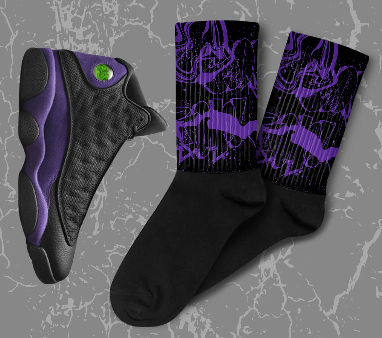 black and purple jordan socks