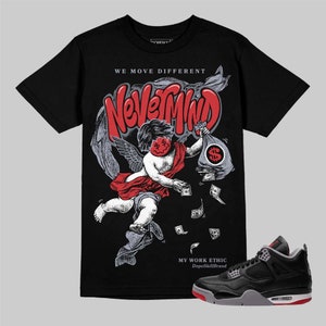 T-shirt grafica streetwear, maglietta grafica unisex Bred Reimagined 4s, maglietta DopeSkill abbinata alle sneaker, maglietta hip hop, grafica Nevermind