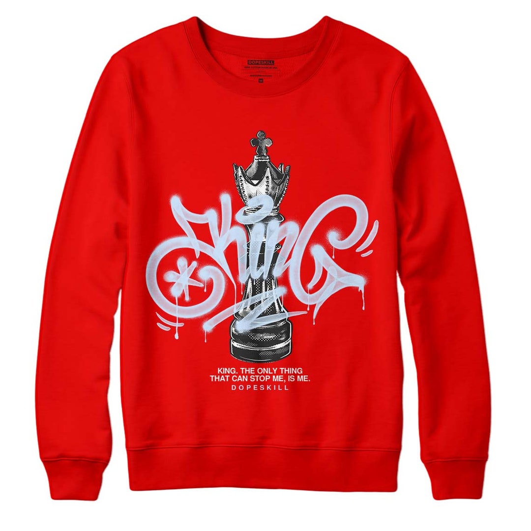 Cherry 11s Dopeskill Varsity Red Crewneck Sweatshirt King Chess Graphic