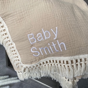 Personalised Embroidered  Muslin Blanket Baby Gift Baby Boy Gift Baby Girl Gift Personalised Gift Swaddle Blanket