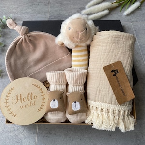 Pudełko na prezent dla nowego dziecka, muślinowy prezent dla nowego dziecka, prezenty na baby shower dla chłopca, kocyk z imieniem dziecka, prezent na baby shower dla dziewczynki, prezent na safari na baby shower
