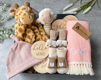 Bienvenido al mundo personalizado, regalo ecológico, regalo para niña, regalo para recién nacido, caja de regalo para bebé recién nacido, cesta para bebé, regalo para baby shower, regalo para bebé recién nacido.