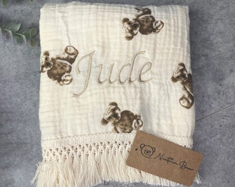 Personalised Blanket Baby Gift Baby Boy Gift Baby Girl Gift Personalised Gift Swaddle Blanket Neutral Baby Gift Baby Blanket Animal Print