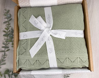 Coperta lavorata a maglia di lusso / Coperta in mussola / Regalo per neonato Regalo per neonato Regalo per neonata Regalo personalizzato Coperta fasciata