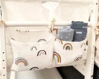 Baby Cot Organiser Baby organiser, Cot, Crib storage, Bedside nappy organiser, Nursery bag, Diaper holder, Bbay storage bag