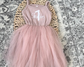 Cake Smash Outfit, Personalised Tutu Dress, Lace Ballerina Tulle Flower Girl Dress, Girls Birthday Dress, 1st Birthday Outfit