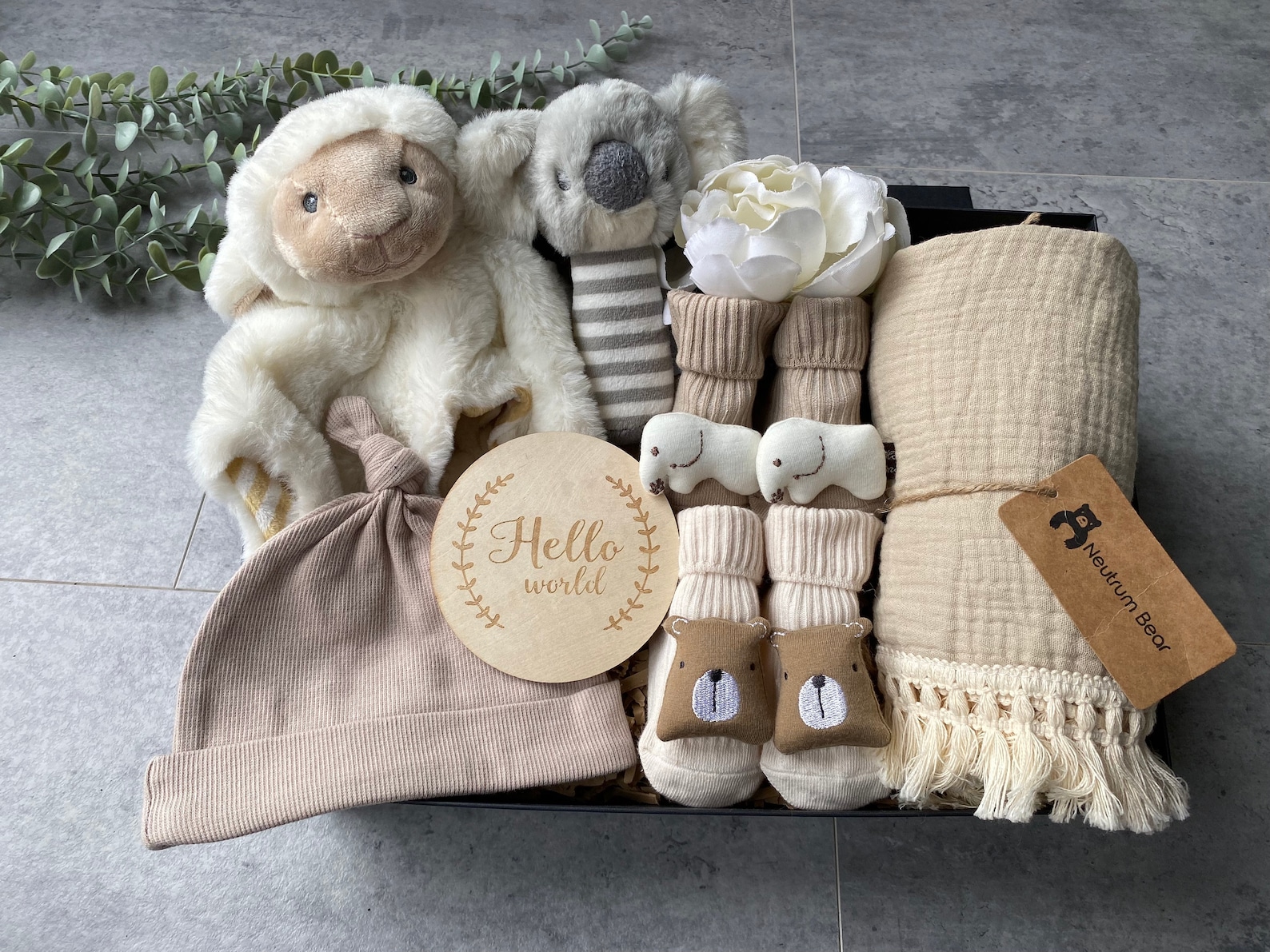 Newborn Baby Gift Set – 4 Piece “Welcome to the World” Embroidered Set (0-6M)