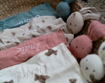 Organic Cotton Bunny Comforter 30x30CM Gender Neutral Baby Blanket Baby Shower Gift Baby Boy Baby Girl Baby Comforter Muslin Baby Gift