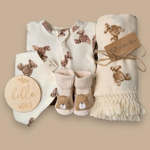 新生児ギフトセット、男の子向け新生児ギフト、女の子向け新生児ギフト、新生児ギフトボックス、新生児ギフトボックス、ベビーシャワーギフト、ベビーギフト、クマテーマギフト