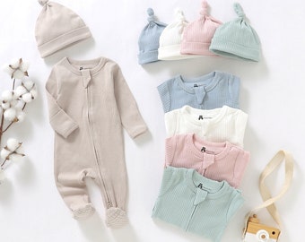 Traje de dormir con cremallera para bebés, regalo orgánico para bebés, ropa orgánica para bebés, niño, niña, ropa neutra para bebés, primer atuendo para bebés, nuevo regalo para bebés