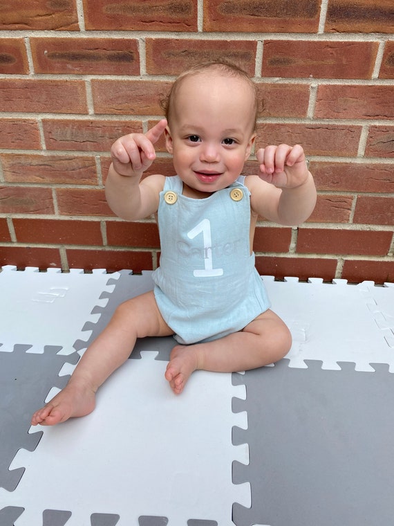 Baby Boys 1st Birthday Outfit Cake Smash Outfit romper Etsy
