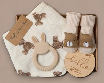New Baby Gift Set, Baby Gift, New Baby Girl Gift, Newborn gift box, New Baby Gift box, Baby Shower Gift, Baby Gift, Bear Theme Gift Neutral