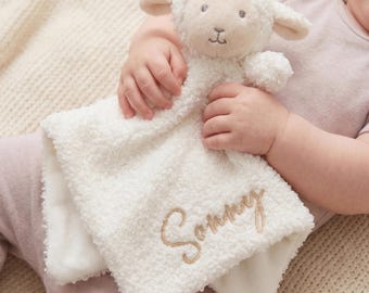 Personalised Baby Gift Gender Neutral Baby Shower Gift Baby Boy Baby Girl Baby Comforter Baby Gift Personalised Gift Lamb Comforter