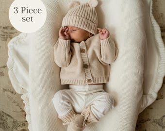 Knitted Cardigan, Coming Home Outfit, Baby Gift, Baby Boy, Baby Girl, First Outfit, Baby Shower, Gift  Hospital Bag, Knitted Booties USA