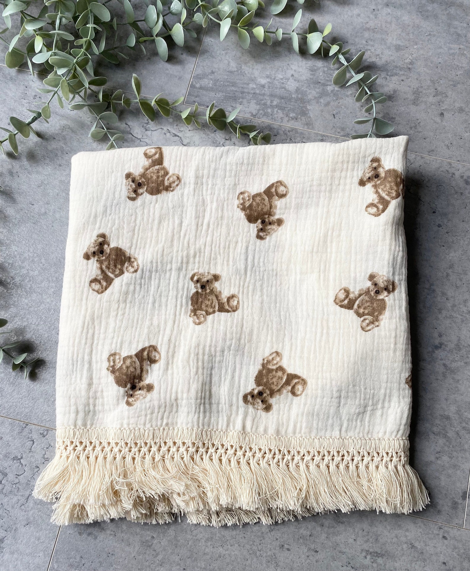 Muslin Stroller Blanket Charcoal Flower main image 0