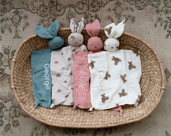 Organic Personalised Baby Gift Gender Neutral Baby Blanket Baby Shower Gift Baby Boy Baby Girl Baby Comforter Baby Gift Personalised Gift
