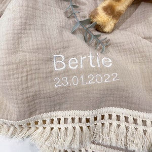 Personalised Embroidered  Muslin Blanket Baby Gift Baby Boy Gift Baby Girl Gift Personalised Gift Swaddle Blanket