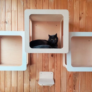 Wall mounted cat shelf bed, cat shelves, modern cat bed, cat wall furniture set