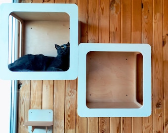 Cama para gatos montada en la pared, estantes para gatos, muebles de pared para gatos, muebles modernos para gatos, muro de escalada para gatos, estantes para gatos tipo loft, cama flotante para gatos